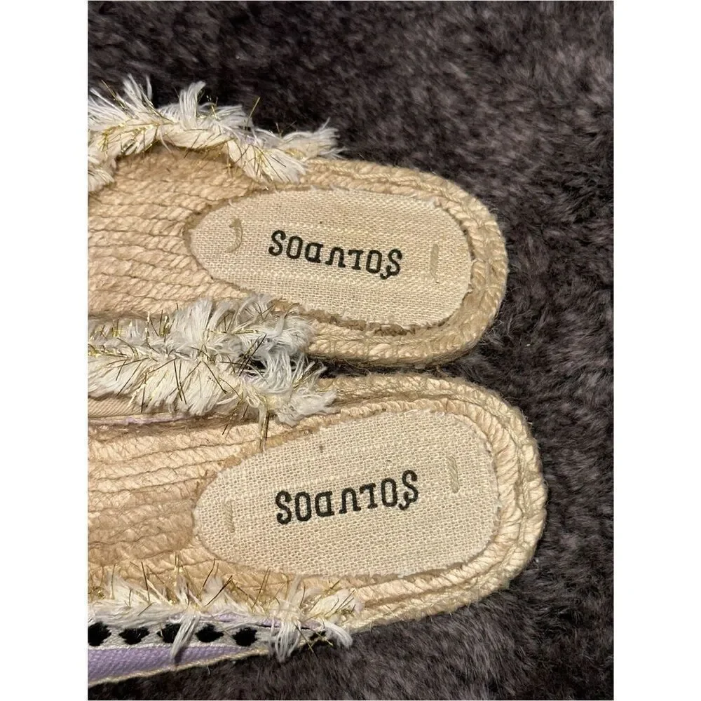 Soludos Coco Lilac Multicolor Pom Pom Espadrille Slides Sz 6 Anthroplogie Boho